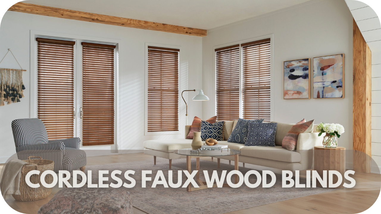 Get the classic look of wood with the durability and ease of cordless faux wood blinds.