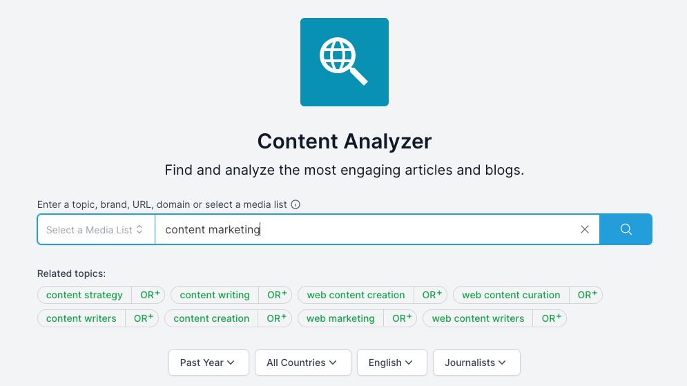 Content Analyzer with search bar to find engaging content