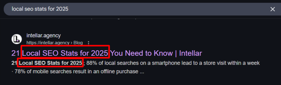 keyword usage in title and meta description