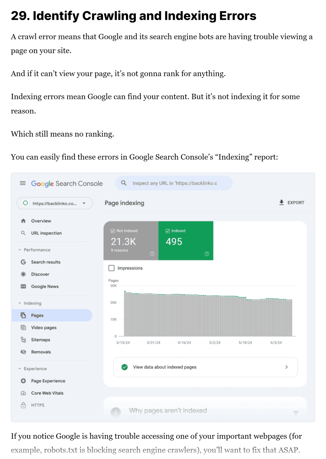 Backlinko – SEO Checklist – Crawling Errors