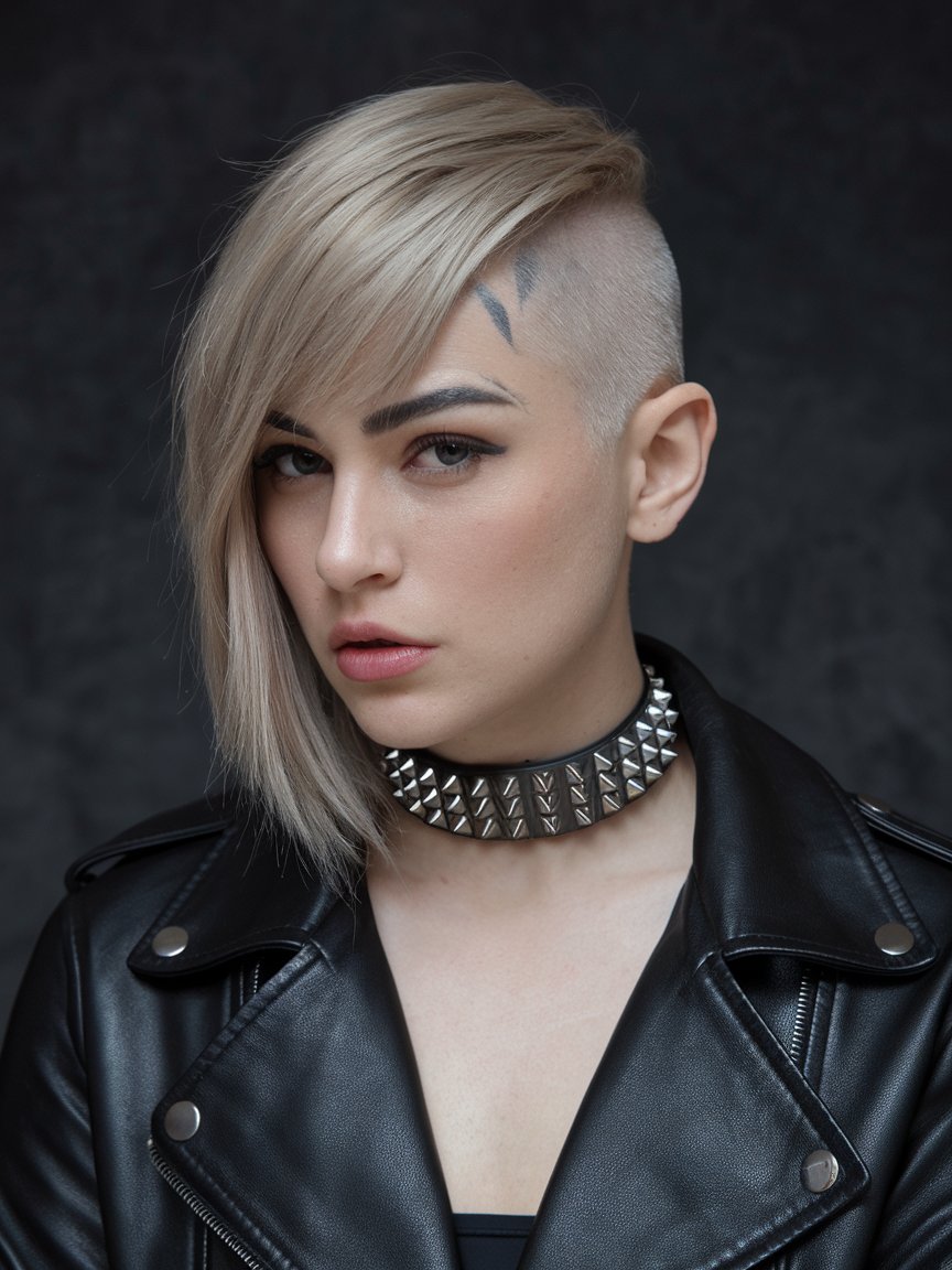 21. Punk Bangs with a Shaved Side