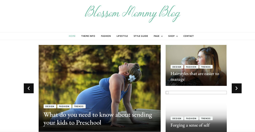 Blossom Mommy Blog blogging template by WordPress