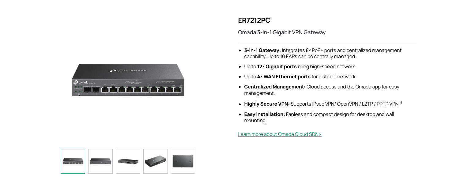 Screenshot of TP-LINK ER7212PC - Best budget VPN gateway.