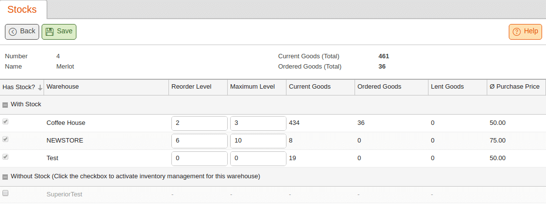 Stocks data in KORONA Studio