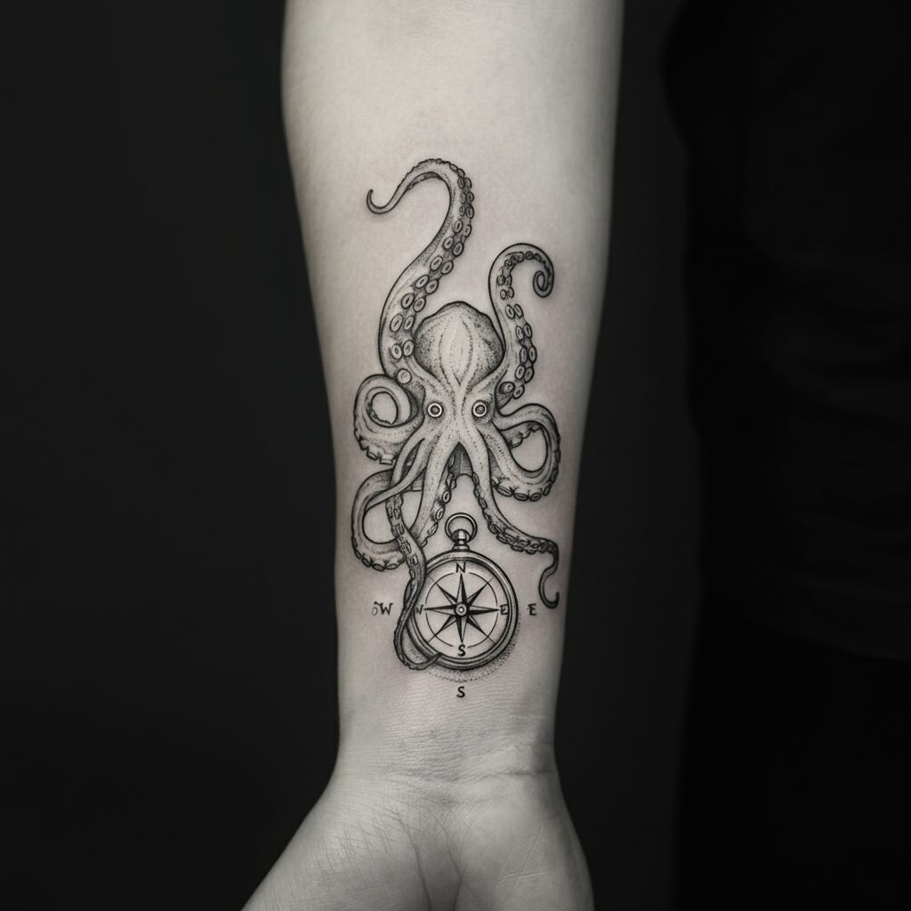Kraken Tattoo on forearm 