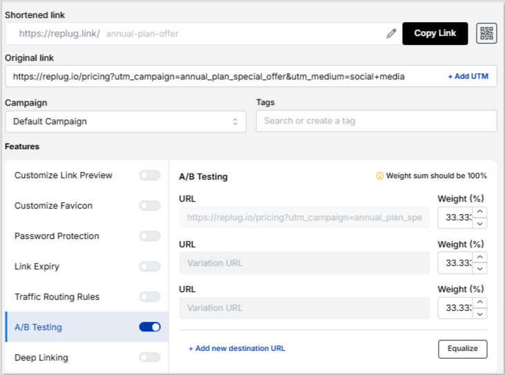 Replug A/B testing