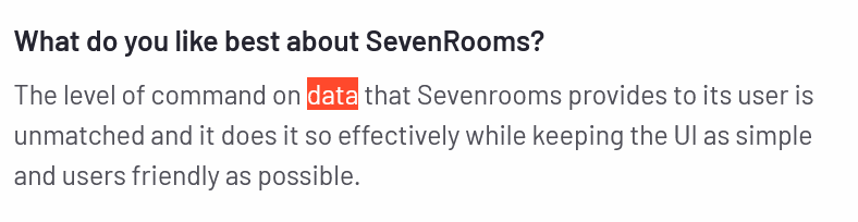 SevenRooms rating on G2