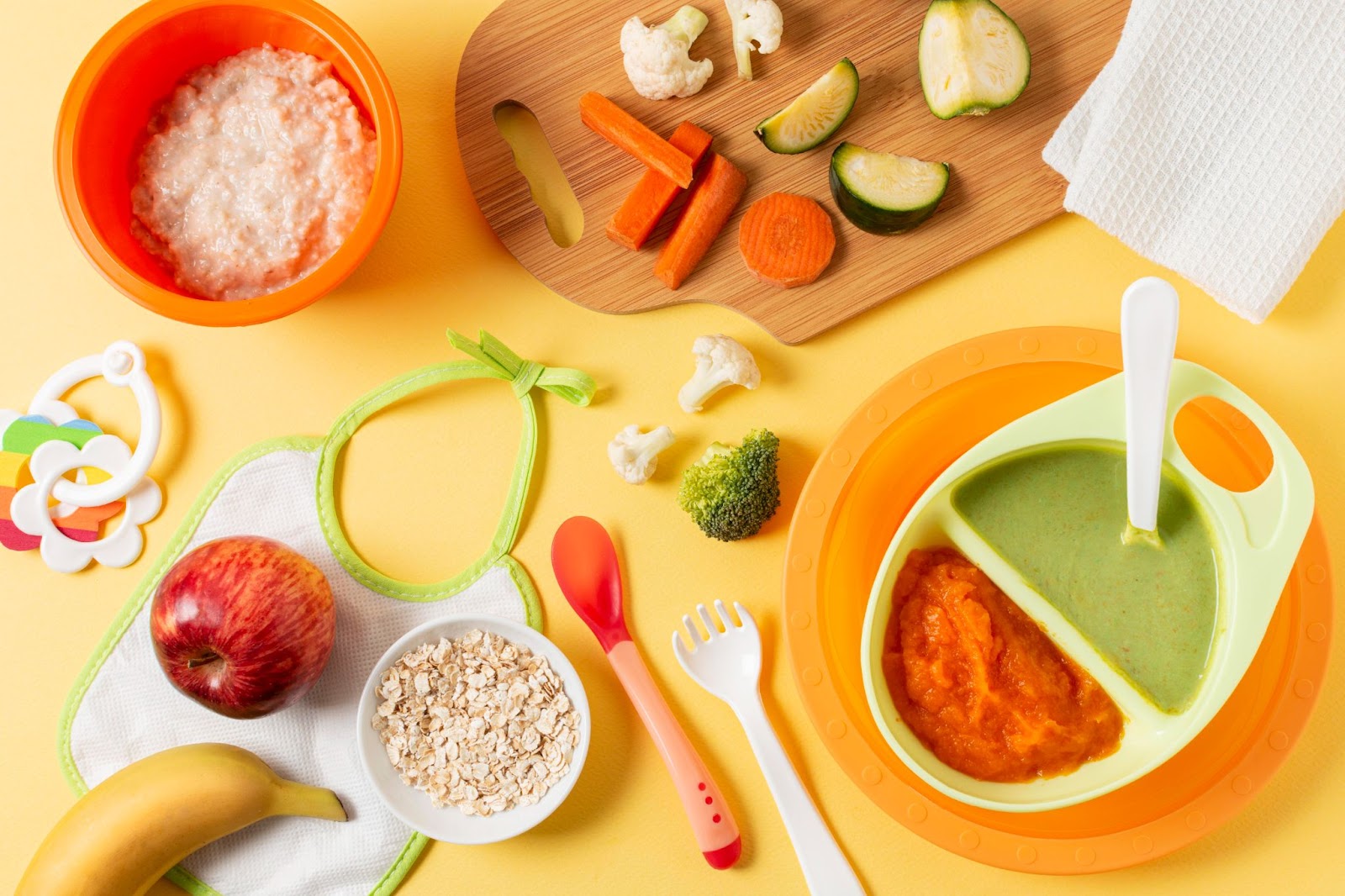 Bowls of baby food