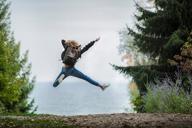 An excited and happy woman