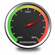 A speedometer with a red needle Description automatically generated