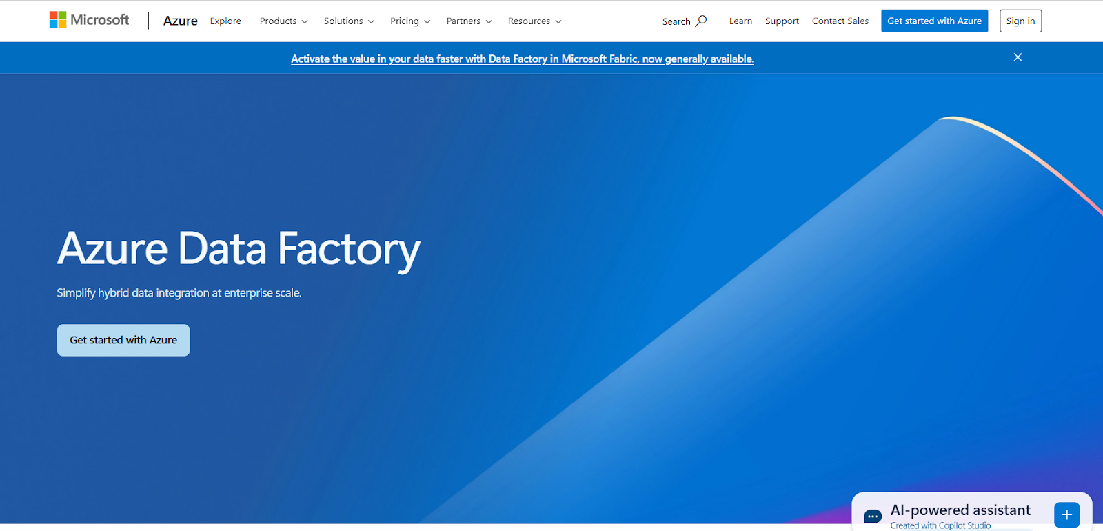 Azure Data Factory UI