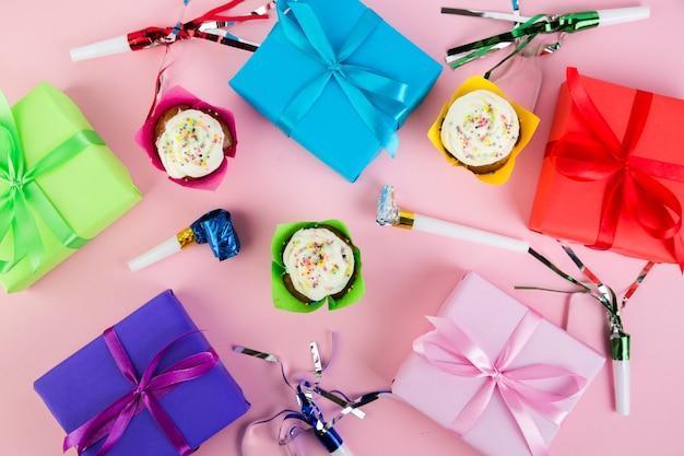 Flat lay composition of birthday elements