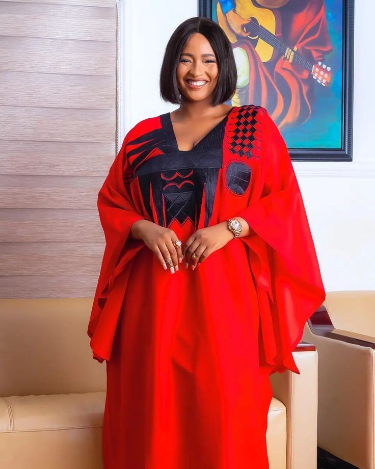 the red rich aunty bubu gown style
