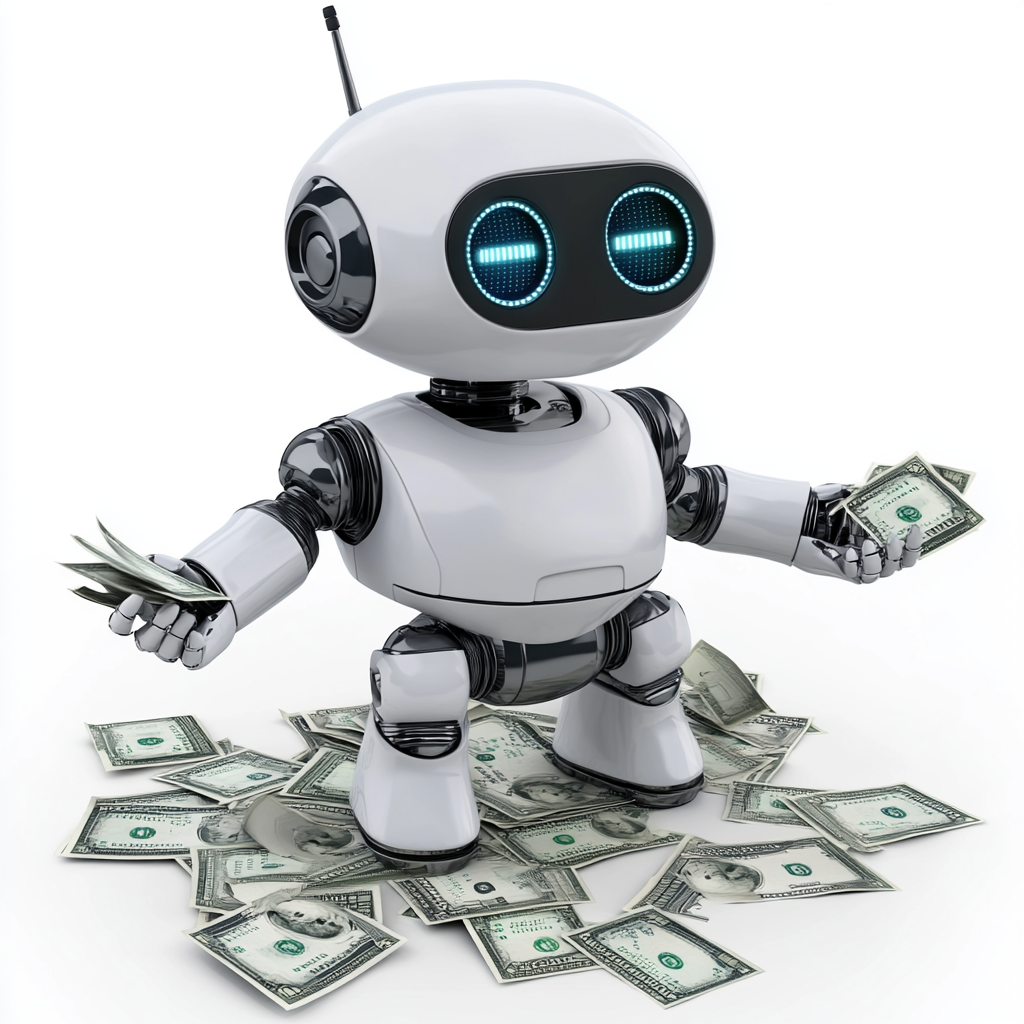 A robot handling money