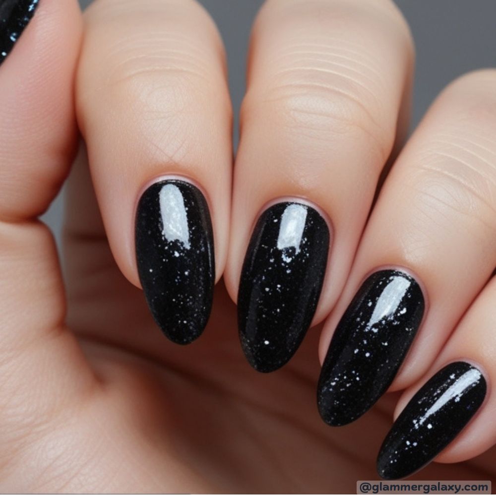 December Nails having Black Glitter
