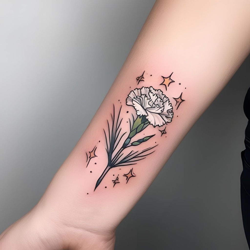 Carnation with Stars Tattoo