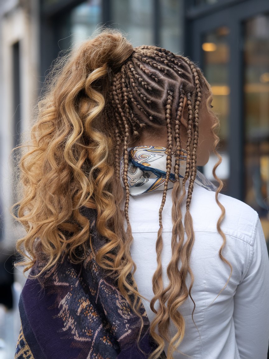 26. Long Braids with Loose, Flowing Curls