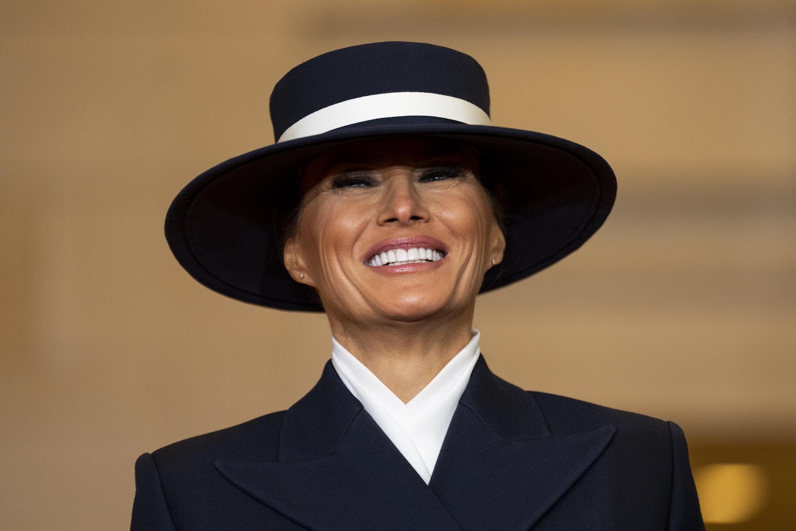 Melania Trump smiling during her husband's second inauguration. | Source: Getty Images