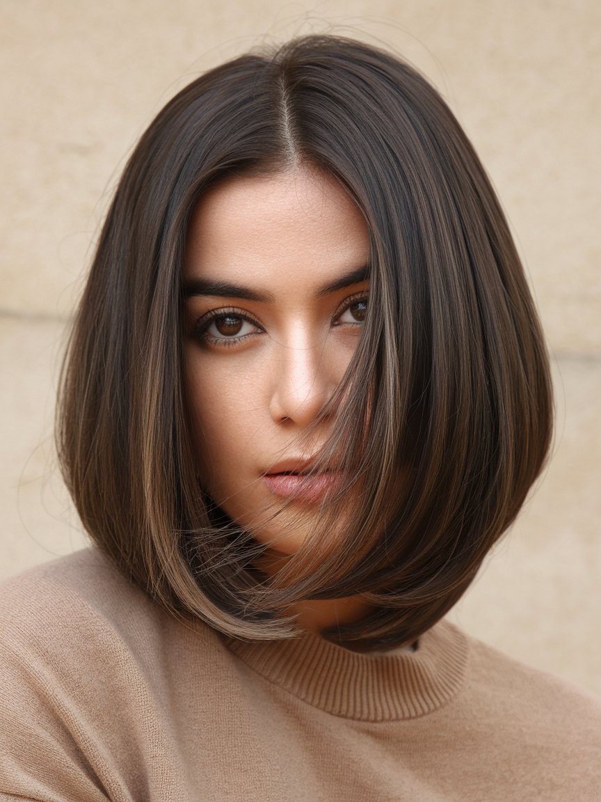 40. Sleek Bob with Sliced Layers