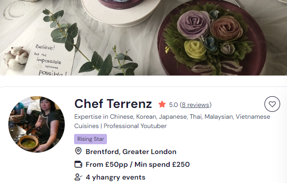 london cooking class with chef terrenz