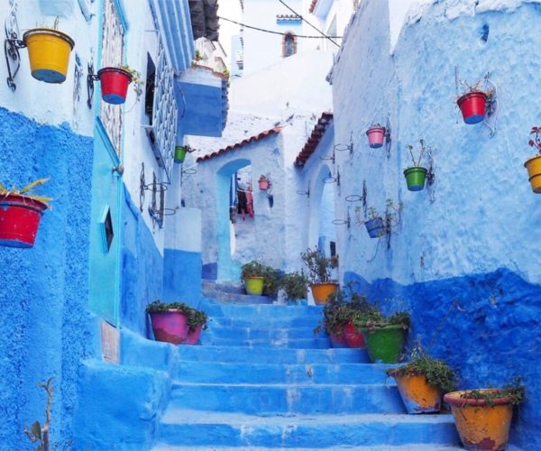 The famous steps in Chefchaouen