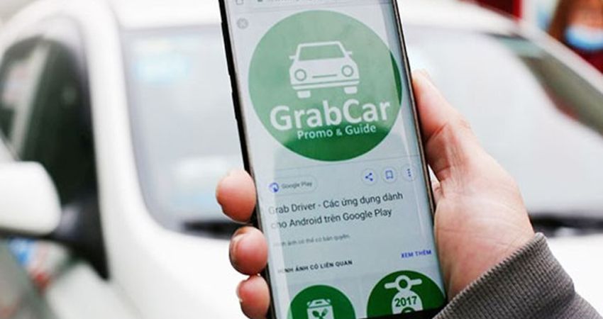 Ứng dụng Grab trên điện thoại di động, giúp bạn gọi xe thuận tiện.