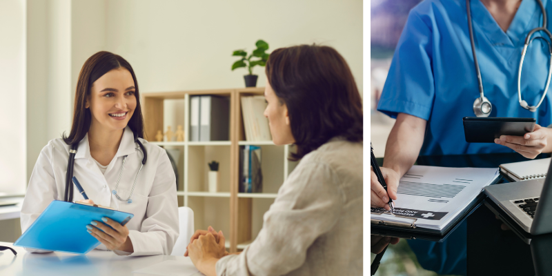 injured party seeking medical care and healthcare professional addressing immediate health concerns