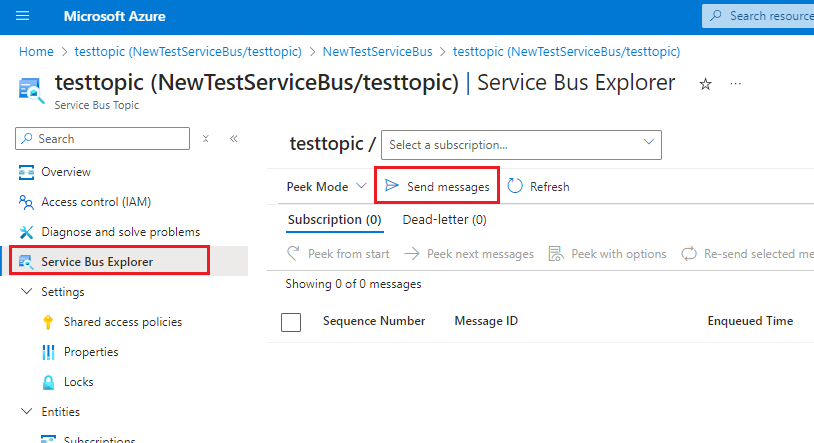 Send messages through Azure Serviecebus