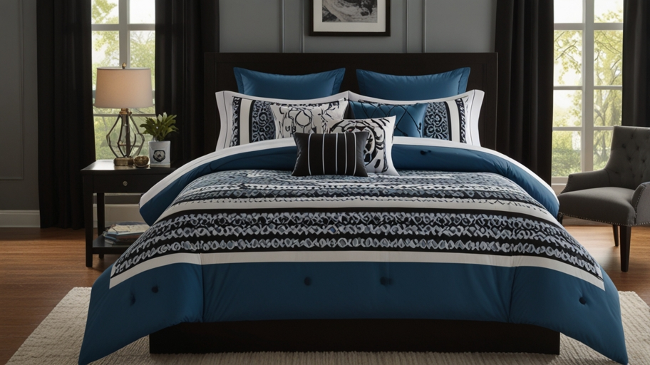 Nipsey Blue Black White Comforter Set