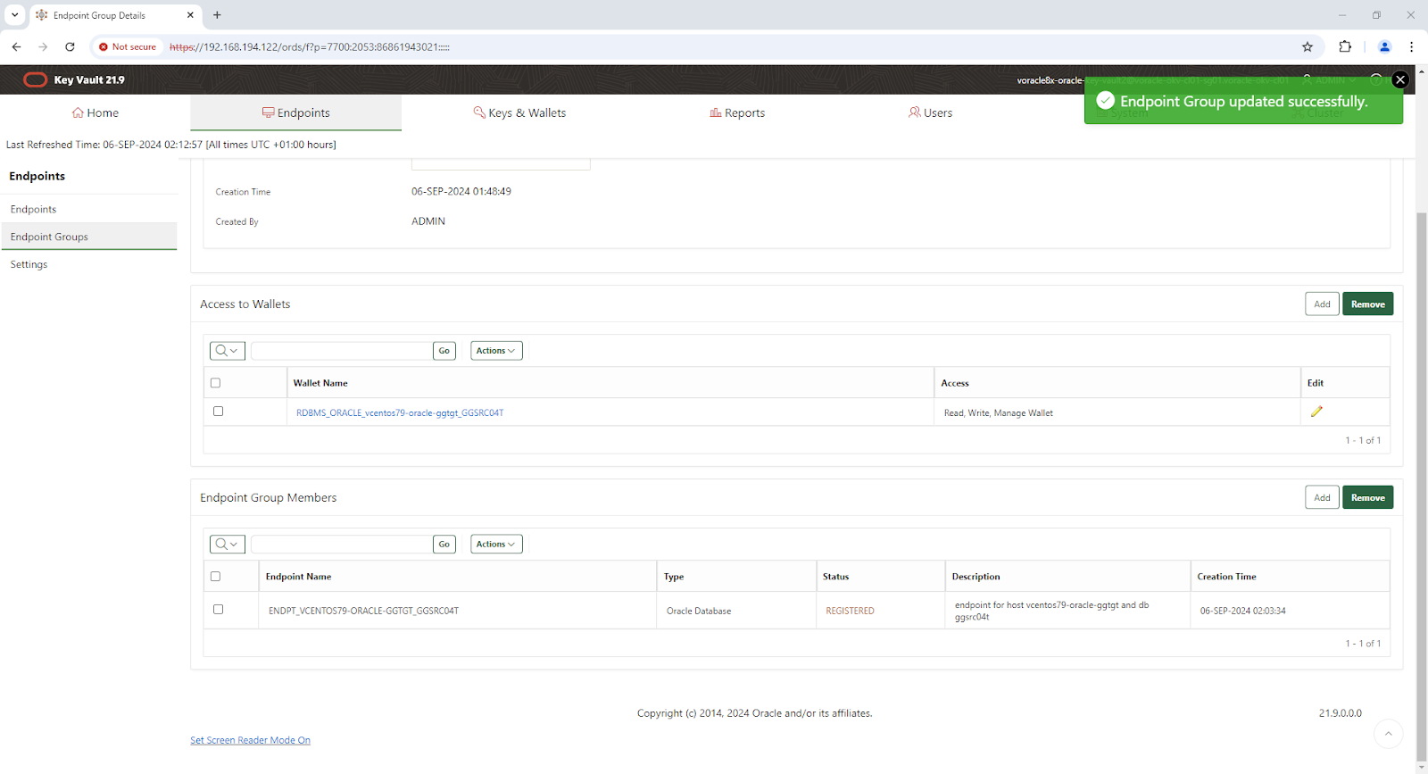 Endpoint Group Details - Google Chrome