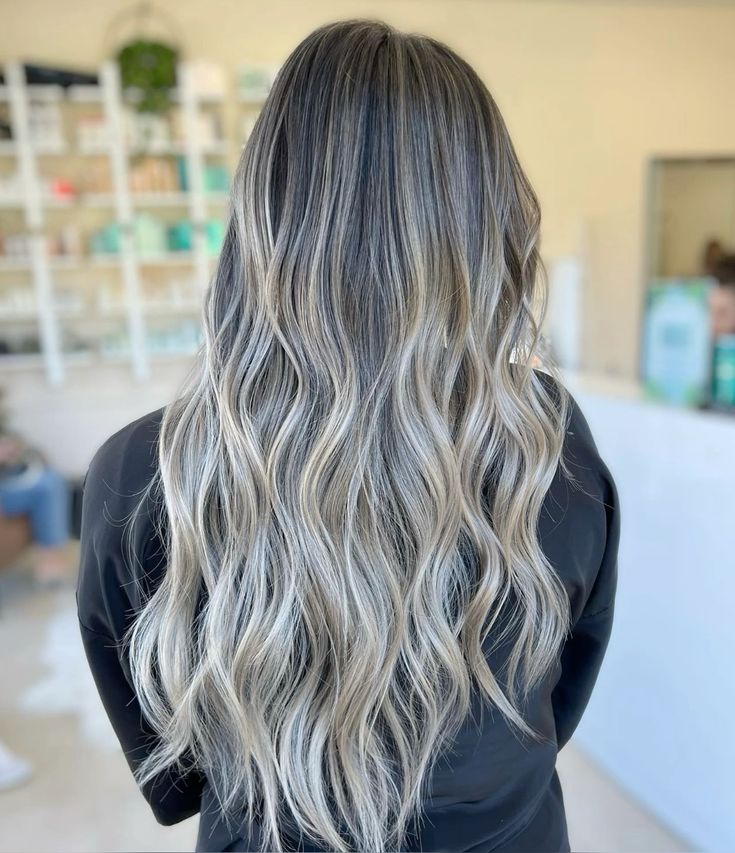 Platinum Blonde Balayage on Asian Hair