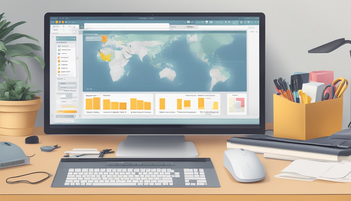 A computer screen displaying Amazon's seller tools software with a mouse and keyboard nearby