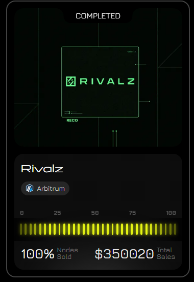 Rivalz nodes 100% sold on NodePad