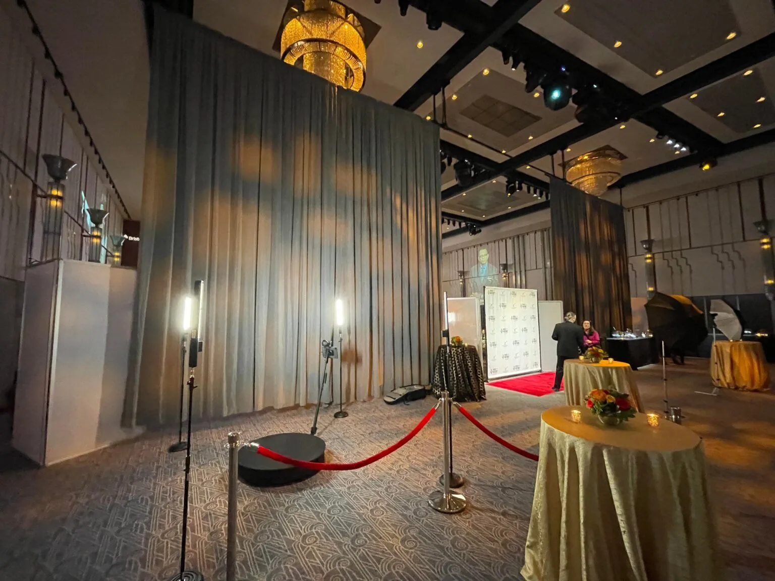 A grand 360 photo booth setup at a corporate event
