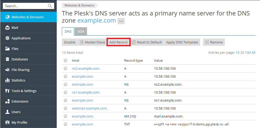 New DNS Record