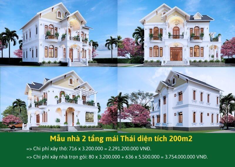 xây nhà 2 tầng mái Thái diện tích 200m2 Xây dựng Nhất Tín