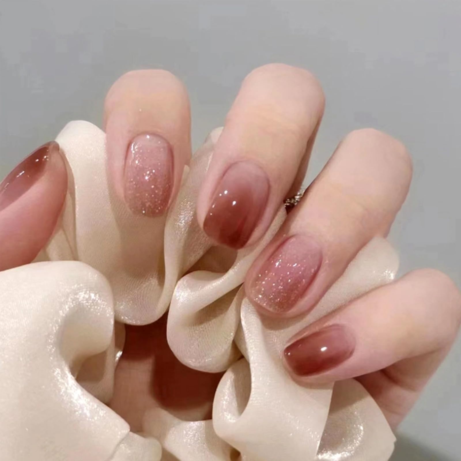 Short French Ombre Nails With Glitter: Sparkle Chic!