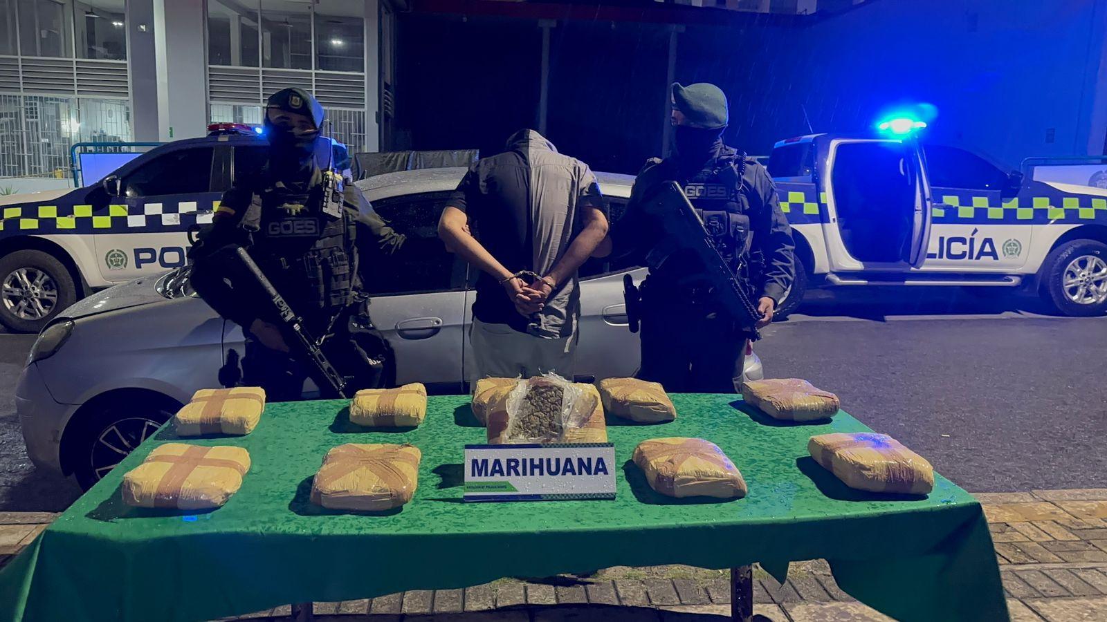 Labores de inteligencia y cooperación de la ciudadanía, permitió incautar  10 kilos de  marihuana avaluados en $20 Millones de pesos