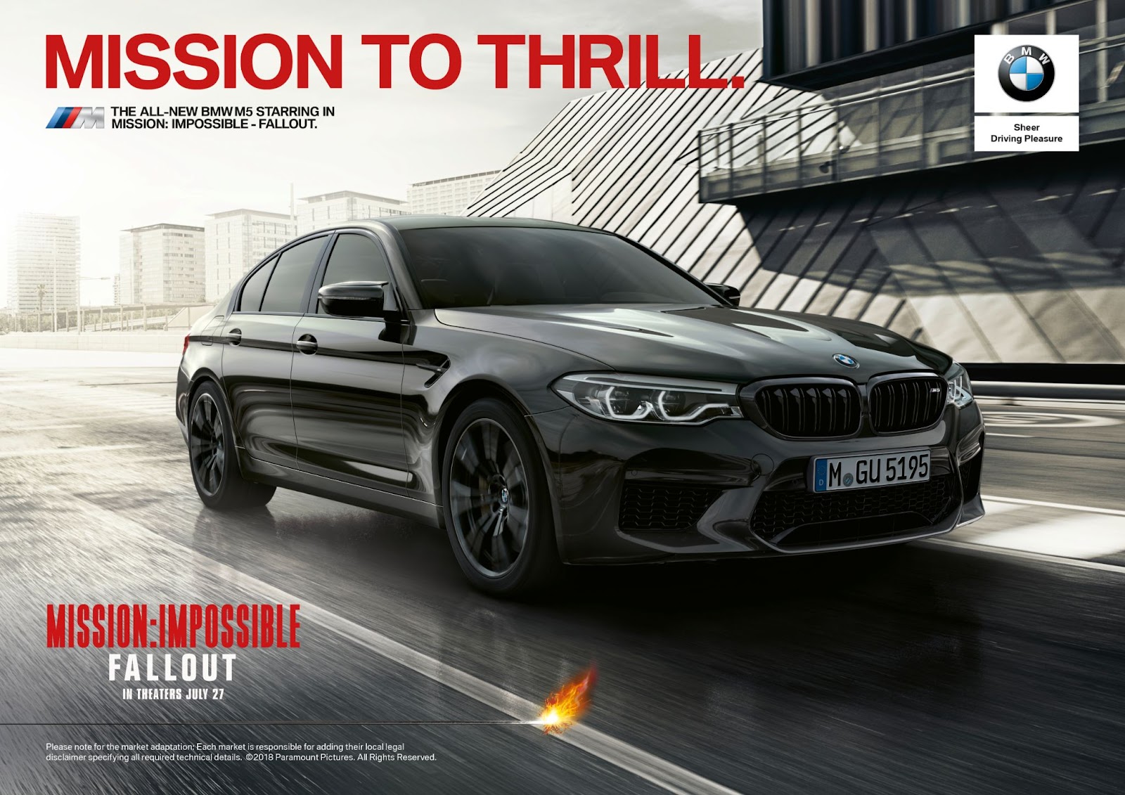 BMW branded Mission Impossible poster "The all-new BMW M5 starring in Mission: Impossible - Fallout"