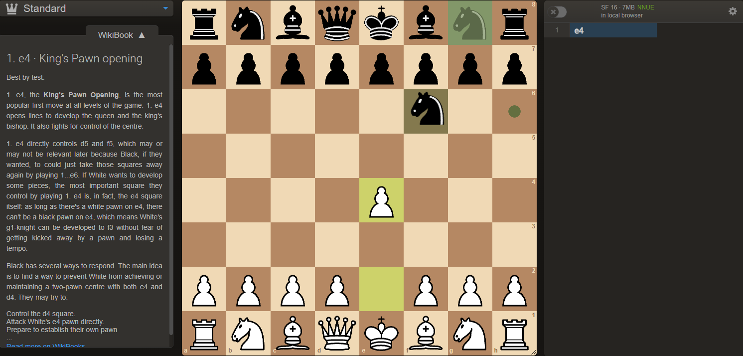 online interface for solo chess