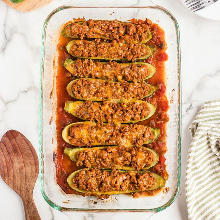 Zucchini Boat Turkey Tacos