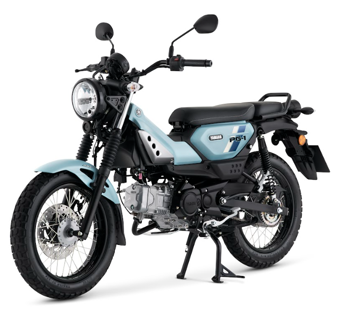 A blue and black motorcycleAI-generated content may be incorrect.