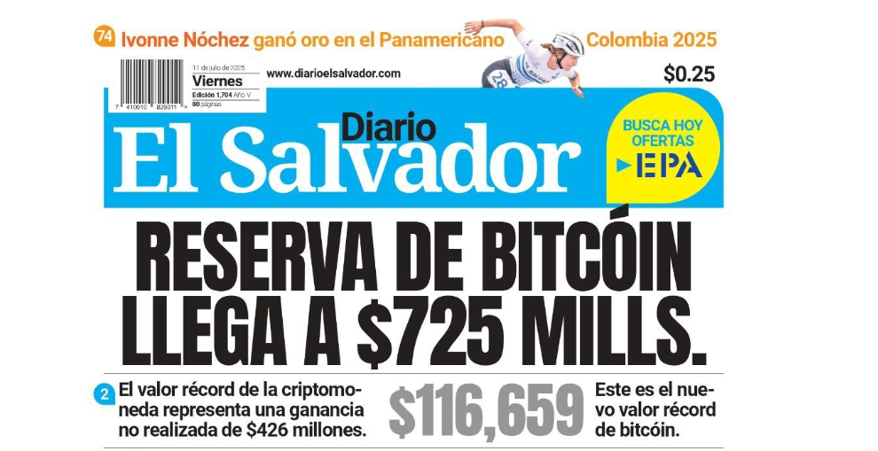 エルサルバドルのBTC埋蔵量に関する地元紙の見出し