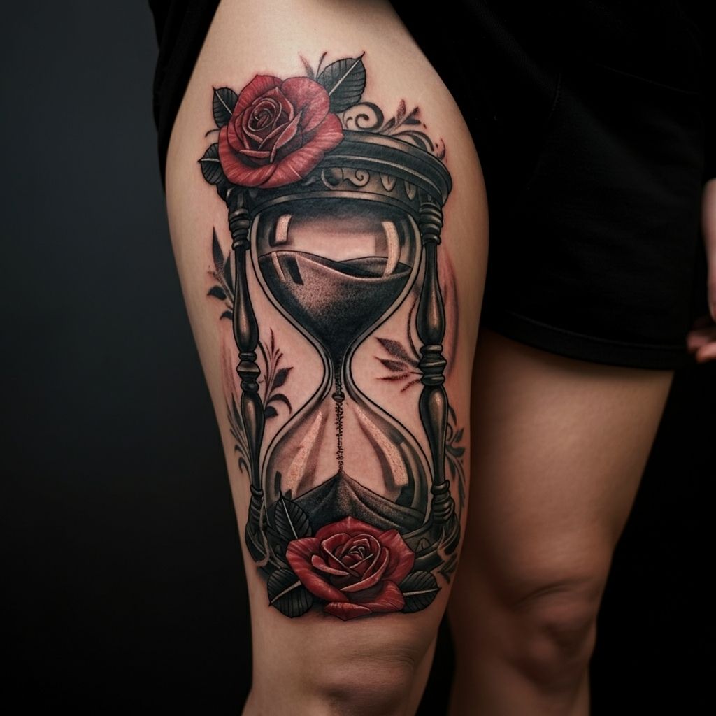 Hourglass with Roses
