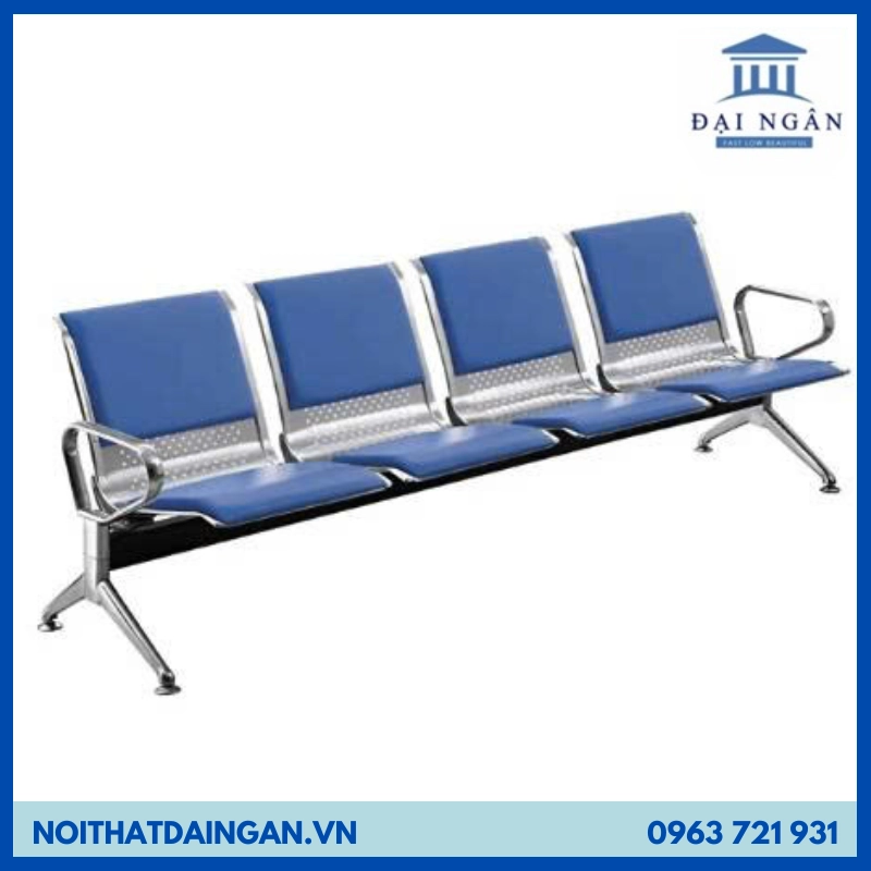 Ghế băng chờ si mạ 4 chỗ có nệm BCN041