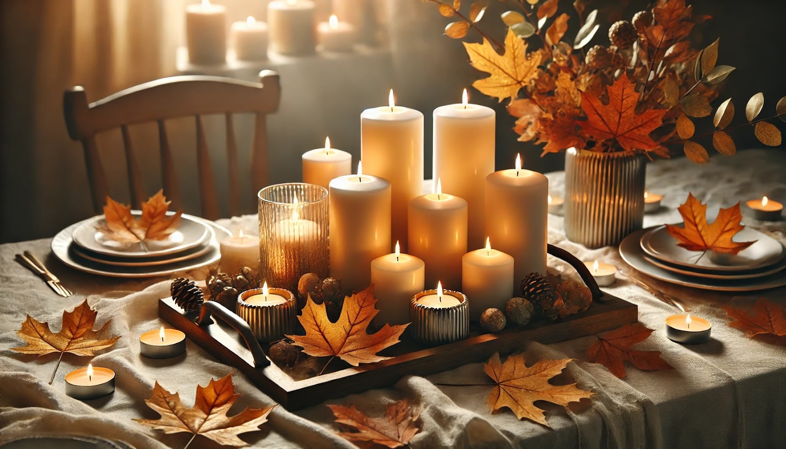 DIY Thanksgiving centerpieces - Candle-Focused Thanksgiving Centerpiece Ideas