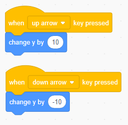 when up or down arrow key pressed blocks