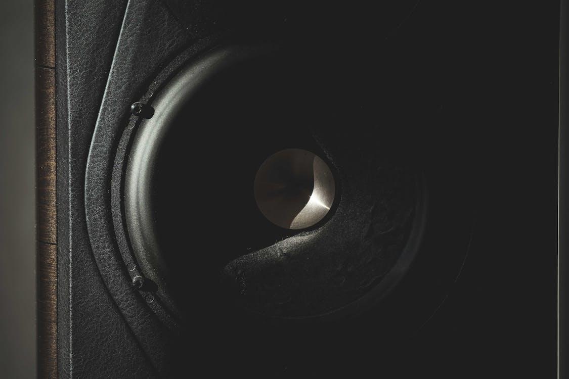 Free Detailed close-up of a modern speaker cone showcasing its design and structure. Stock Photo