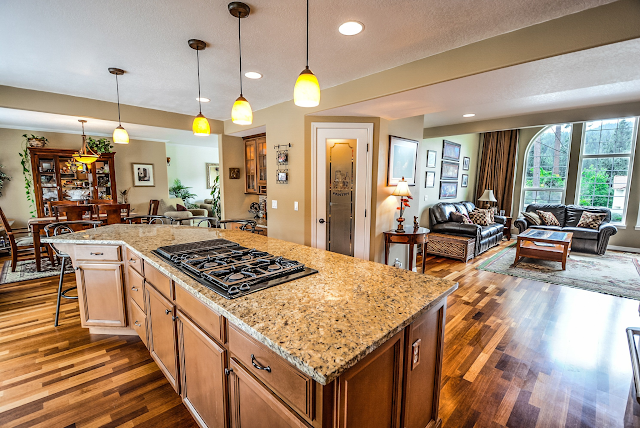 beautiful rustic kitchen with marble counters