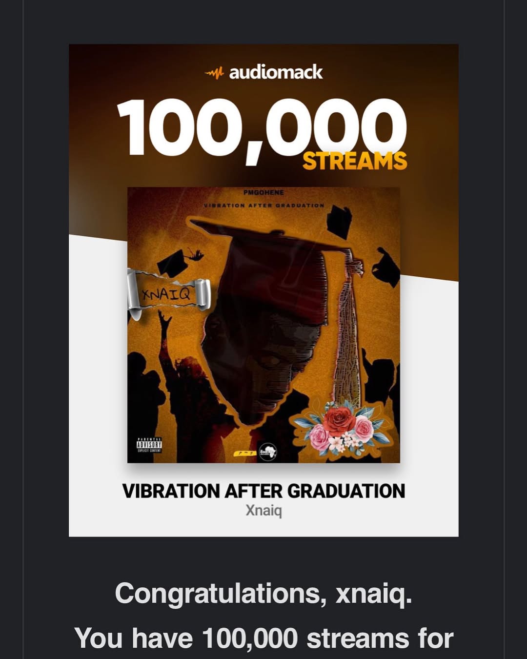 xnaiq 2022 album Vibration After Graduation hit over 100,000 streams on audiomack. 